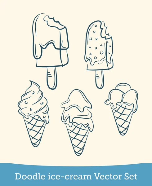 Doodle ice cream set isolated on white background. Vector — Stock Vector