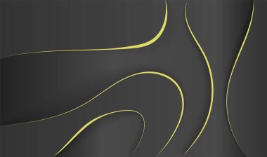 Afişler, el ilanları, posterler ve davetiyeler için asgari siyah ve altın tasarım düzeni. 3D kağıt resimleme. Bölüm 10. - Vektör