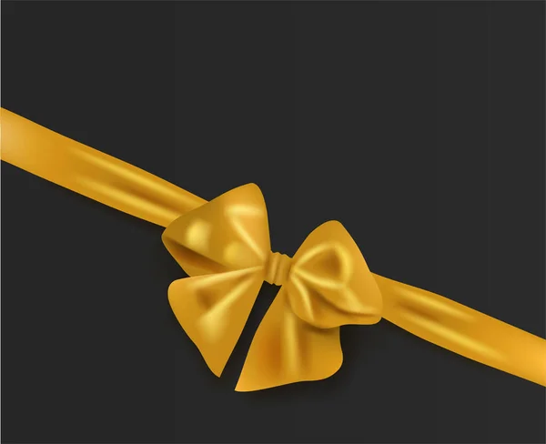 Asgari siyah özet arka plan altın yay ile ribbon.vektör illüstrasyonu — Stok Vektör