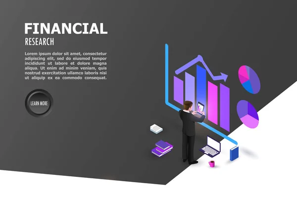 극미 한 블랙, 삽화 플랫 서학 비즈니스 분석 (Illustration Flat isometric Business analysis) 캐릭터의 개념이다. 그래픽 및 감사 문서, 경제 분석 예산. 벡터 배경. 로열티 프리 스톡 일러스트레이션