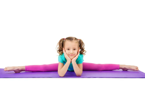 Kleines Mädchen Macht Fitnessübungen — Stockfoto