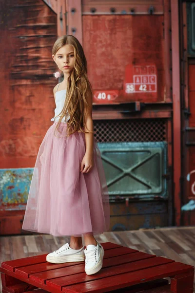 Fashion Little Girl Long Hair — Stock Photo, Image