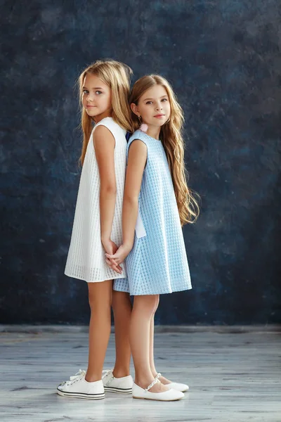 İki şık kız stüdyoda poz