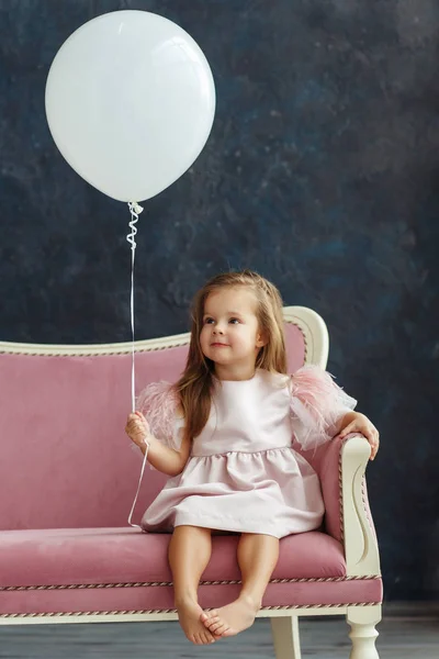 Little Model Pink Dress Balloon — Stock Photo, Image