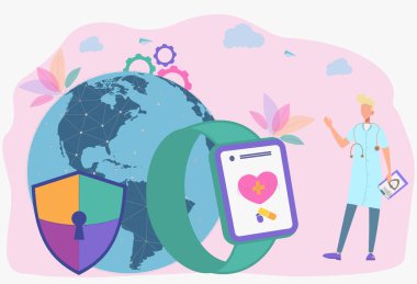 Sağlık teşhis Smartwatch ve sağlık monitörü, insan vücudunda fiziksel aktivite izleme kavramı. Site şablonu