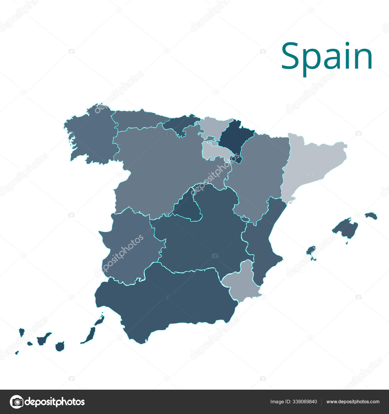 Carte De L Espagne Image Vectorielle D Une Carte Globale Sous Forme De Regions En Espagne Facile A Modifier Image Vectorielle Zajchenka2404 Gmail Com C