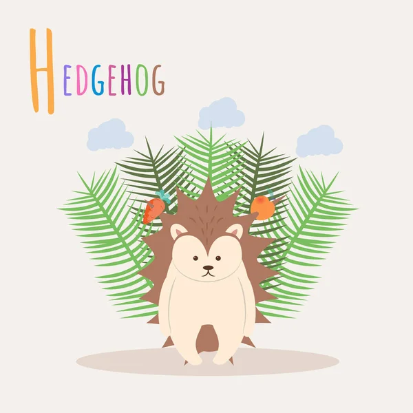 Colorful book alphabet. Book of animals. Hedgehog. Letter H — 스톡 벡터