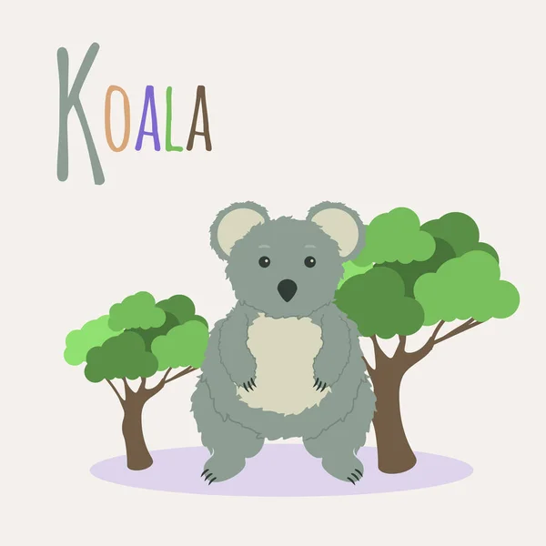 Koala. Book of animals. Letter K — ストックベクタ
