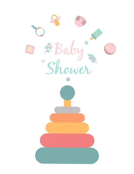 Karty Dla Dzieci Baby Shower Pocztówka Lub Szablony Stron Kolorze — Wektor stockowy