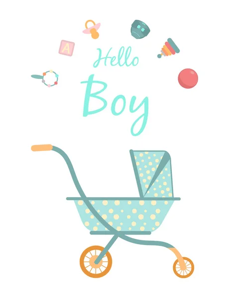 Tarjetas Bebé Para Baby Shower Plantillas Postales Fiesta Azul Rosa — Vector de stock