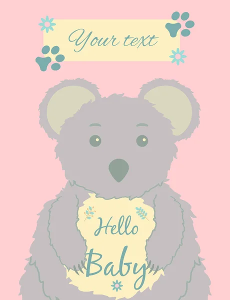 Baby Kaarten Voor Babyshower Koala Ansichtkaart Feestsjablonen Blauw Roze Met — Stockvector