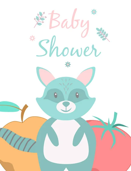 Baby Kaarten Voor Babyshower Wasbeer Ansichtkaart Feestsjablonen Blauw Roze Met — Stockvector