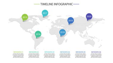 Dünya harita Infographic işaretçilerle harita - vektör tasarım şablonu