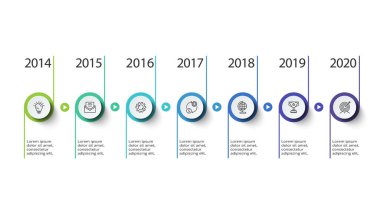 Grafiğin çember ögeleri, 7 adımlı diyagram, seçenekler, parçalar veya süreçler. Bilgi ve sunum için şablon.