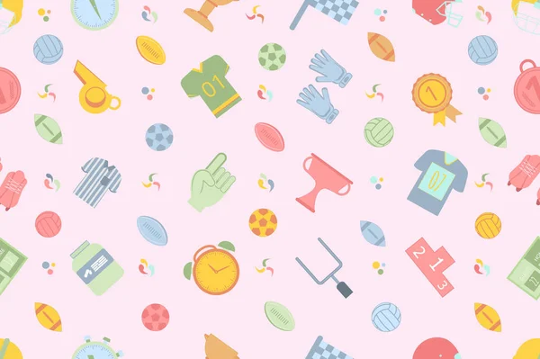 Stylish Seamless Pattern Theme Sports Football Light Pink Background — Stock Vector