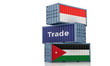 Ürdün ve Endonezya bayrağı taşıyan konteynırlar. 3B Hazırlama 