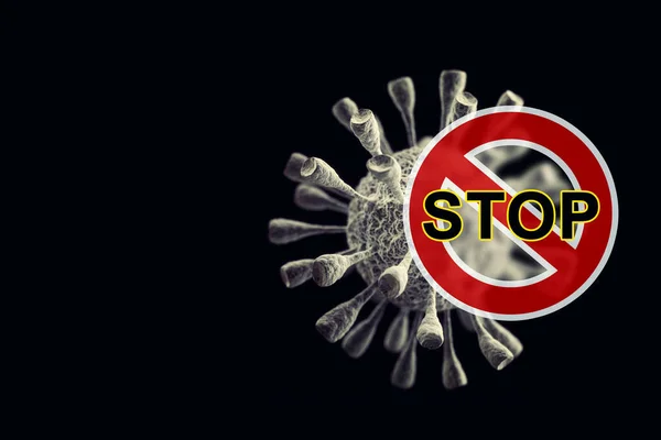 Stop Covid Концепция Коронавируса Опасный Азиатский Коронный Вирус Накладывающимся Знаком — стоковое фото