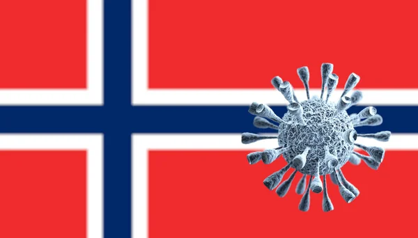 Coronavirus Covid Konceptet Och Norges Flagga Farligt Asiatiskt Koronavirus Rendering — Stockfoto