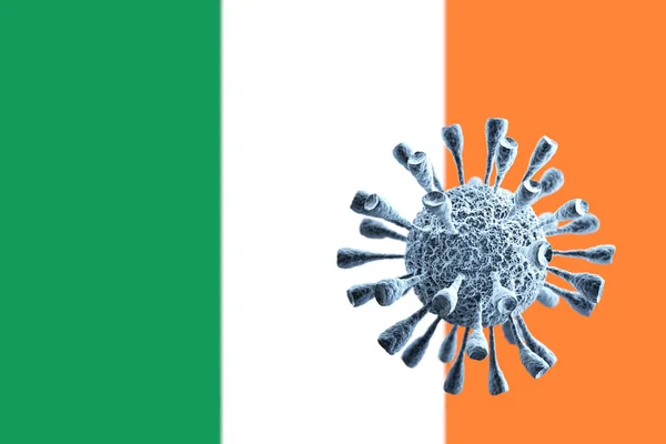 Coronavirus Covid Koncepció Írország Zászló Veszélyes Ázsiai Koronavírus Renderelés — Stock Fotó