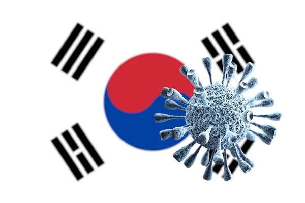 Coronavirus Covid Concept South Korea Flag Dangerous Asian Corona Virus — Stock Photo, Image