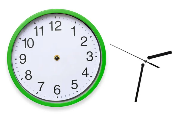 Large, wall, analog clock isolated on white background — Stock Photo, Image