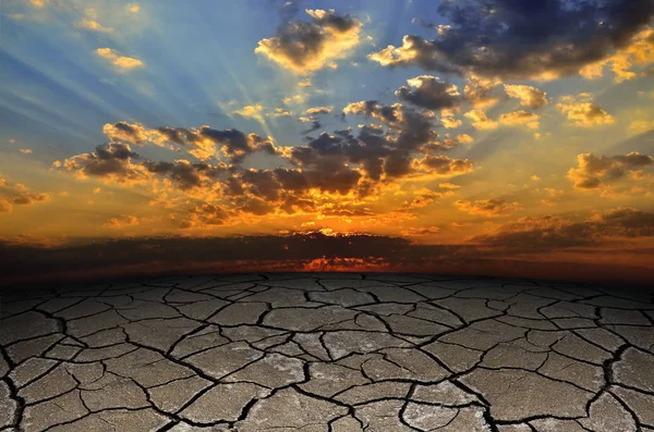 Texture fissurée, sécher la surface de la terre. La Terre s'est transformée en désert. Réchauffement climatique, sécheresse — Photo