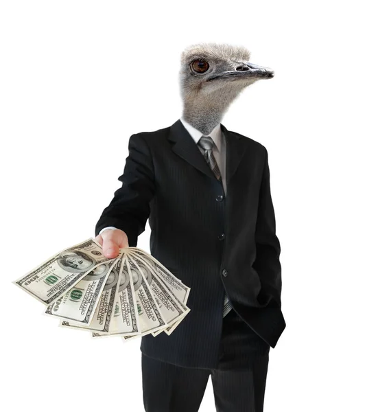 Caricatura de un banquero dando un préstamo, sobre un fondo blanco — Foto de Stock