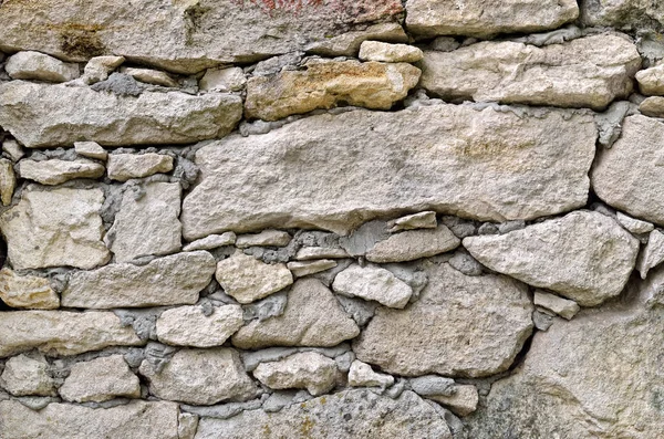 Tekstura ściana jest zbudowany z dużych i małych kamieni — Zdjęcie stockowe