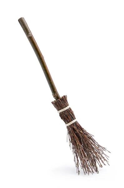 Witch's magic broom isolated on white background — Stock Photo, Image