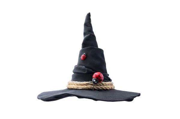 Black witch hat isolated on white background — Stock Photo, Image