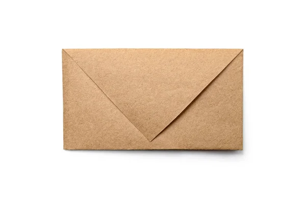 Envelope Correio Papel Marrom Fundo Branco — Fotografia de Stock