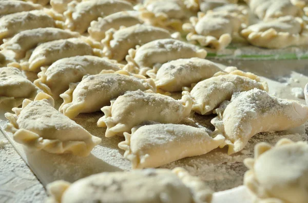 Dumplings Ravioli Cheese Kitchen Table — Stock Photo, Image