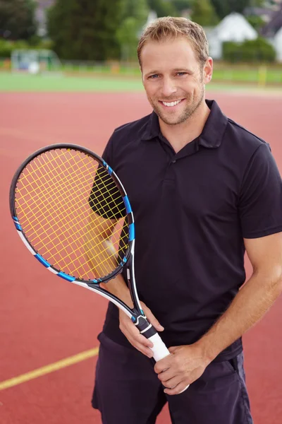 Zeker blij tennisser — Stockfoto