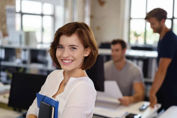 Happy contented young businesswoman — Stock Photo, Image