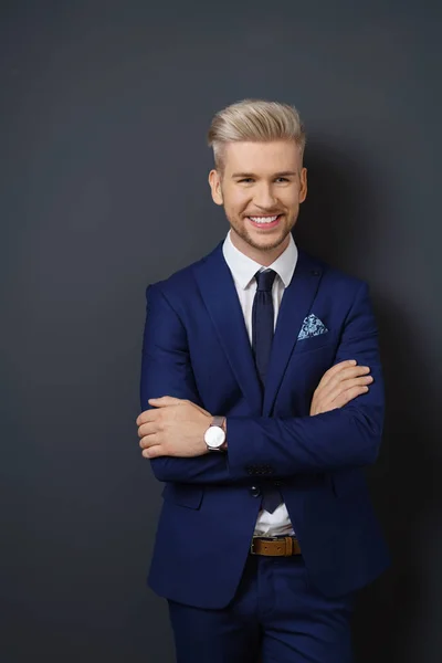 Handsome man in blue suit — Stock Photo, Image