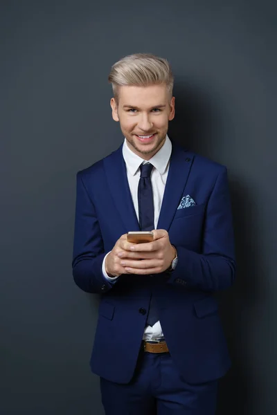 Handsome man in blue suit — Stock Photo, Image