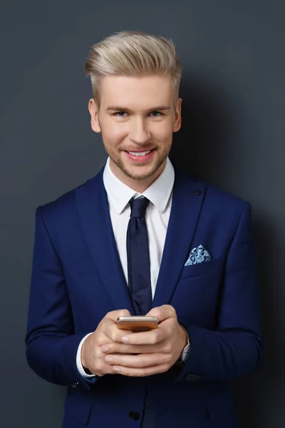 Handsome man in blue suit — Stock Photo, Image