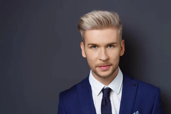 Handsome man in blue suit — Stock Photo, Image