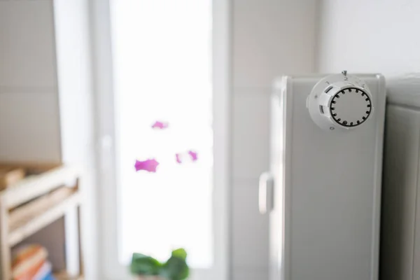 Radiator with thermostat control — Stock Photo, Image