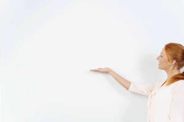 One woman in a pretty blouse and with red hair — Stock Photo, Image