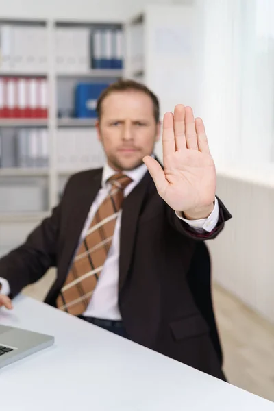 Businessman making stop gesture — Stock Photo, Image