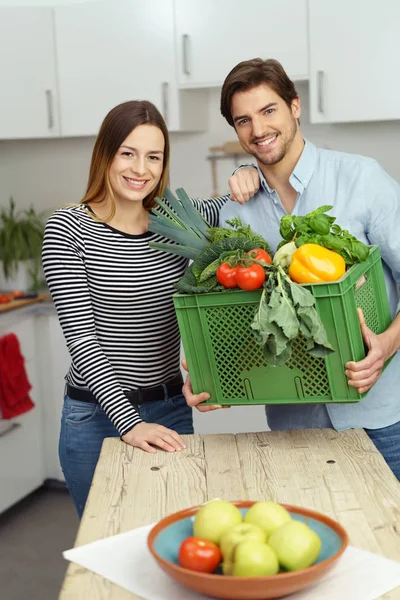 Přejeme zdravé přináší čerstvé potraviny — Stock fotografie