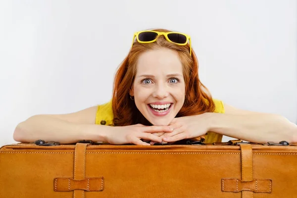 Happy excited woman on summer vacation — Stock Photo, Image