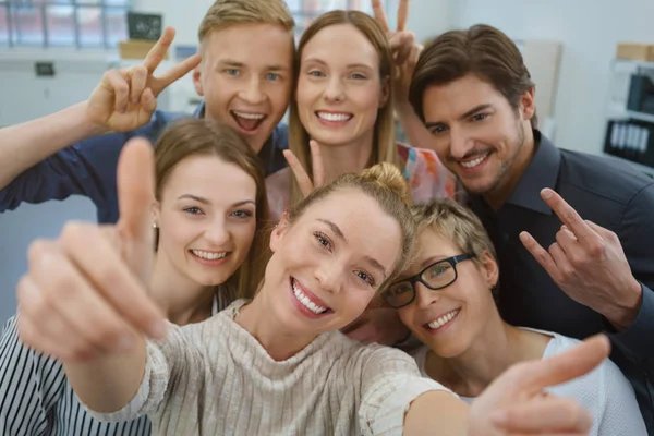 Fun happy group of young friends — Stock Photo, Image
