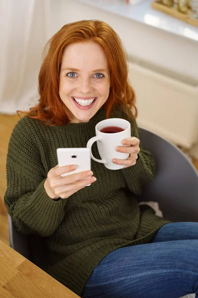 Portrait of cheerful red-haired woman — Stock Photo, Image