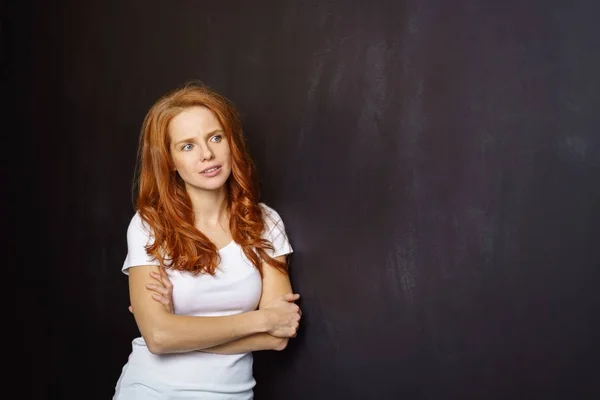 Attractive slender redhead woman — Stock Photo, Image