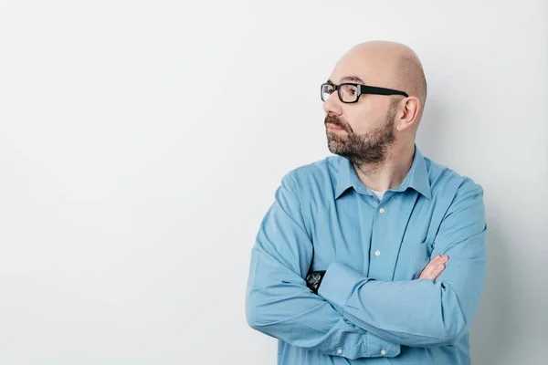 Thoughtful bald man — Stock Photo, Image