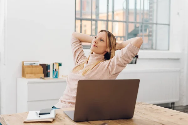 Happy satisfied businesswoman — Stock Photo, Image