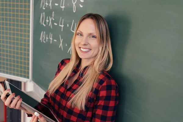 Smiling teacher or university student — Stock Photo, Image