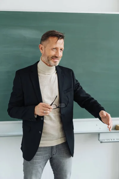 Professor Sexo Masculino Tendo Uma Pergunta Classe Como Ele Está — Fotografia de Stock